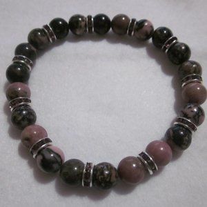 Rhodonite Rhinestone Bracelet.